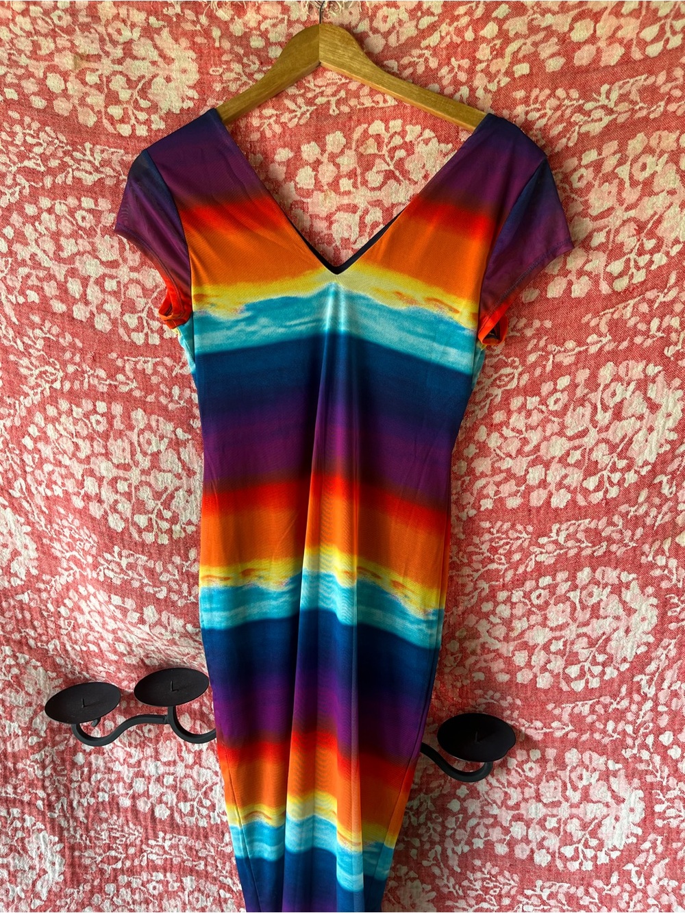 Vibrant Multicolor Stripe V-Neck Maxi Dress